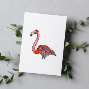 Greeting card print Flamingo Portrait Original Art by Gina Batt